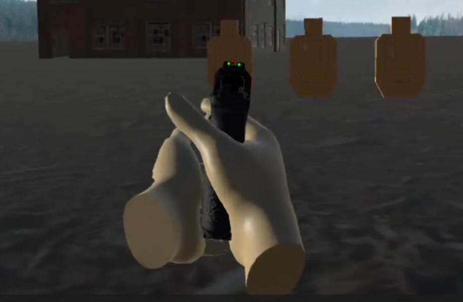 Pistol sights on a row of targets